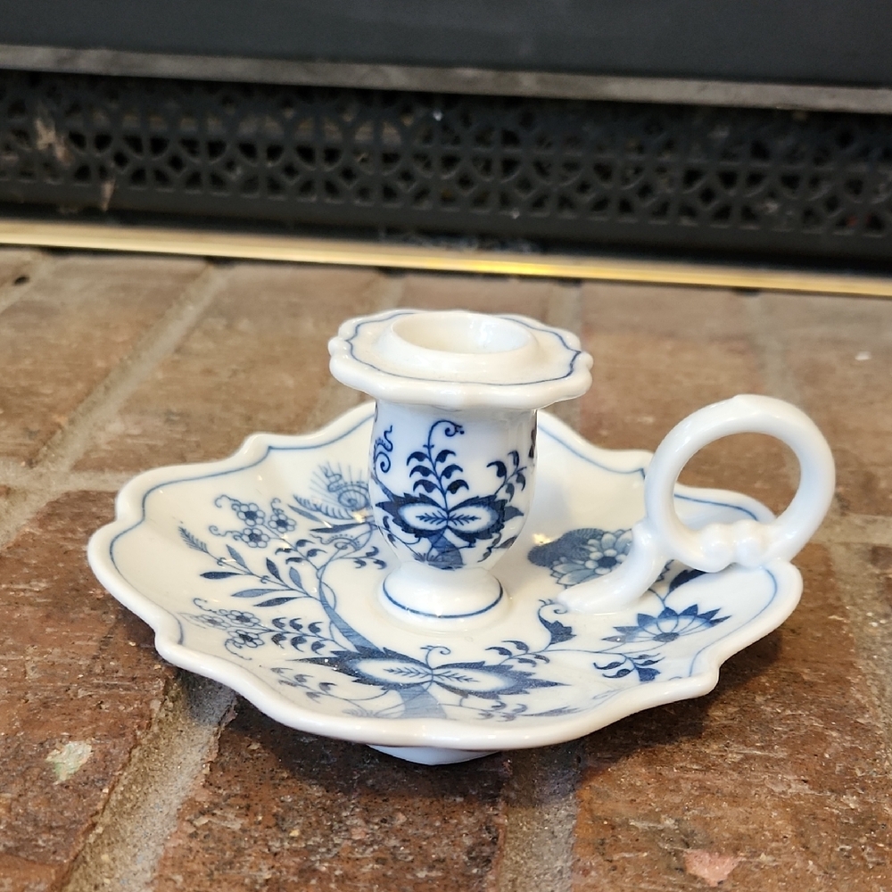 Blue Danube Japan Candlestick Holder Porcelain Vintage Cottage Core Shabby Chic